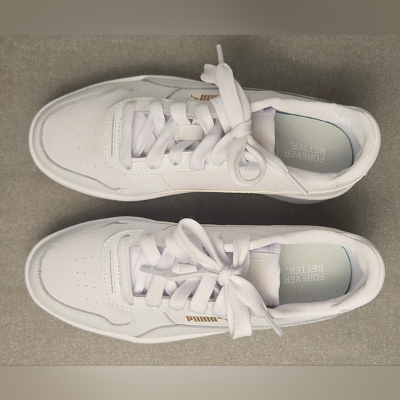 Puma Carina Platform Sneakers White Leather Women’s Size 6 - Picture 7 of 10